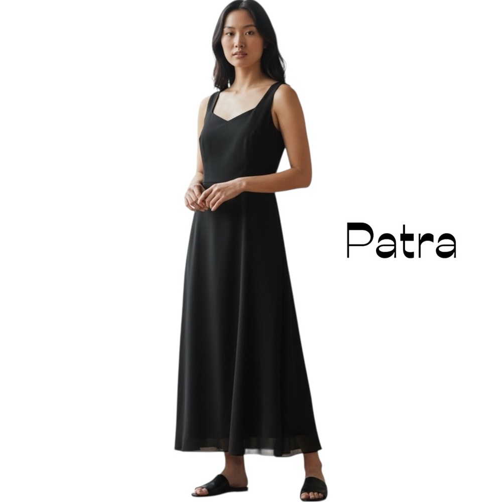 Patra Sheer Black Vintage Sleeveless Maxi Dress Size 10